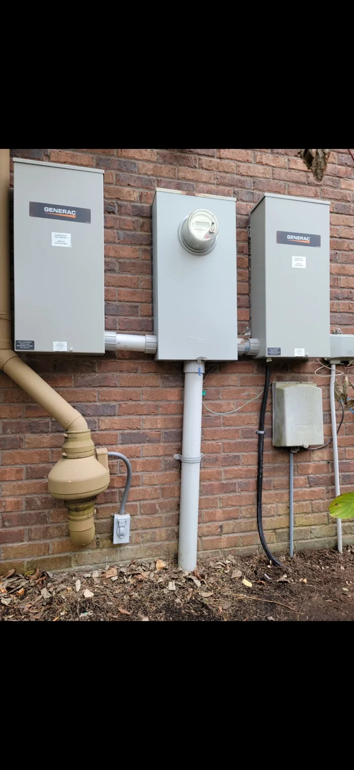 Updated transfer equipment. Generac transfer equipment and the exterior meter enclosure.