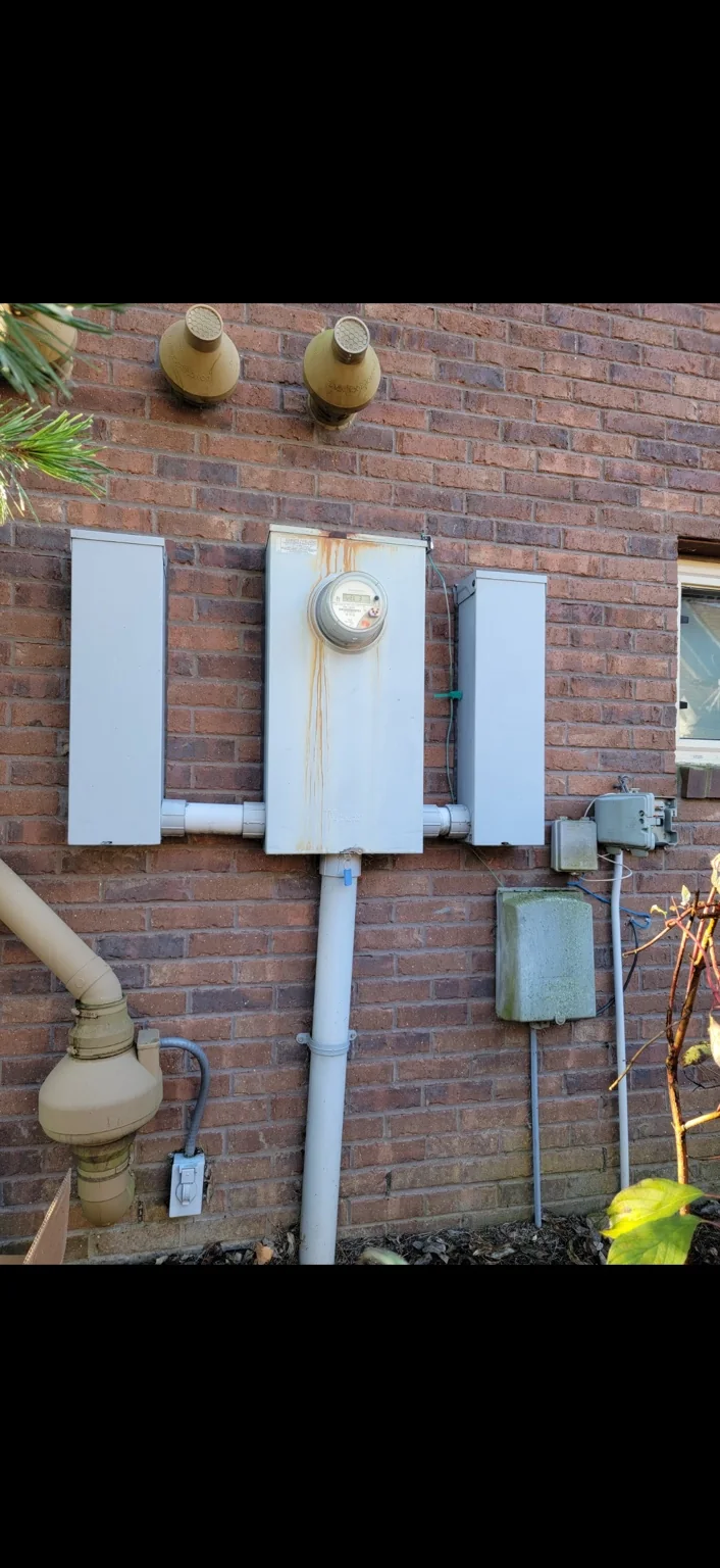 Existing exterior equipment. Older equipment photographed before the exterior upgrade.